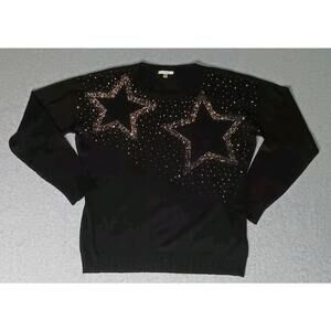 Vila Milano Wool Blend Long Sleeve Sweater Womens Size Large Black And Silver...